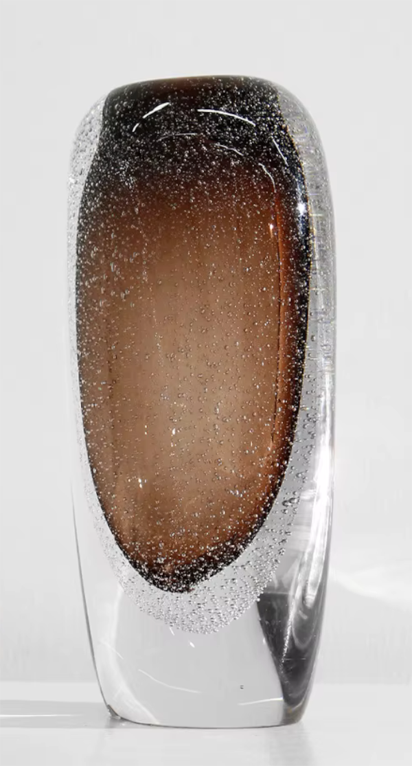 Modern Brown Murrano Bubble Glass Moka Vase