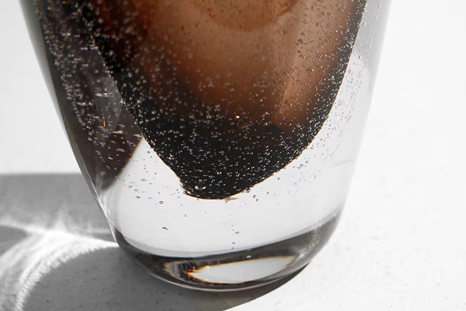Modern Brown Murrano Bubble Glass Moka Vase