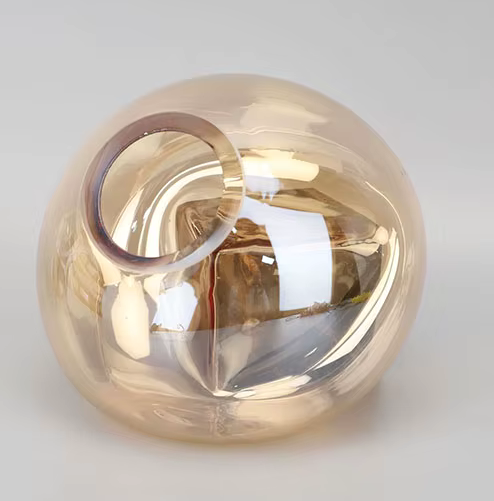 Transparent Amber Glass Vase with Marble Block