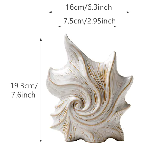 Elegant Spiral Conch Shell Ceramic Vase