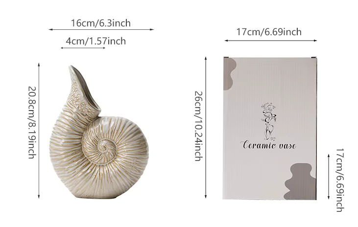 Awesome Ammonite Sea Shell Ceramic Vase