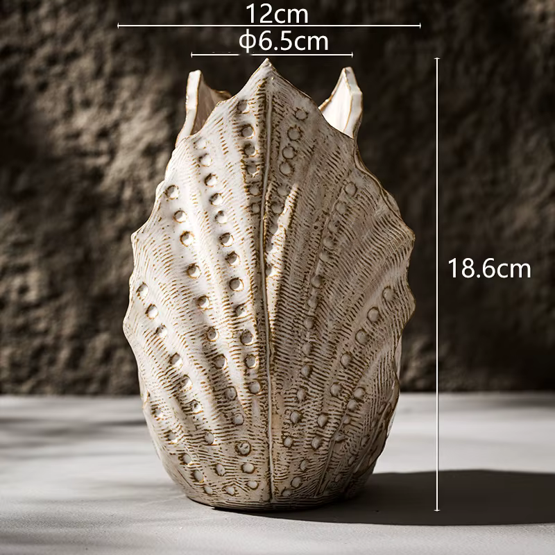 Ceramic Shell Medium Beige Vase