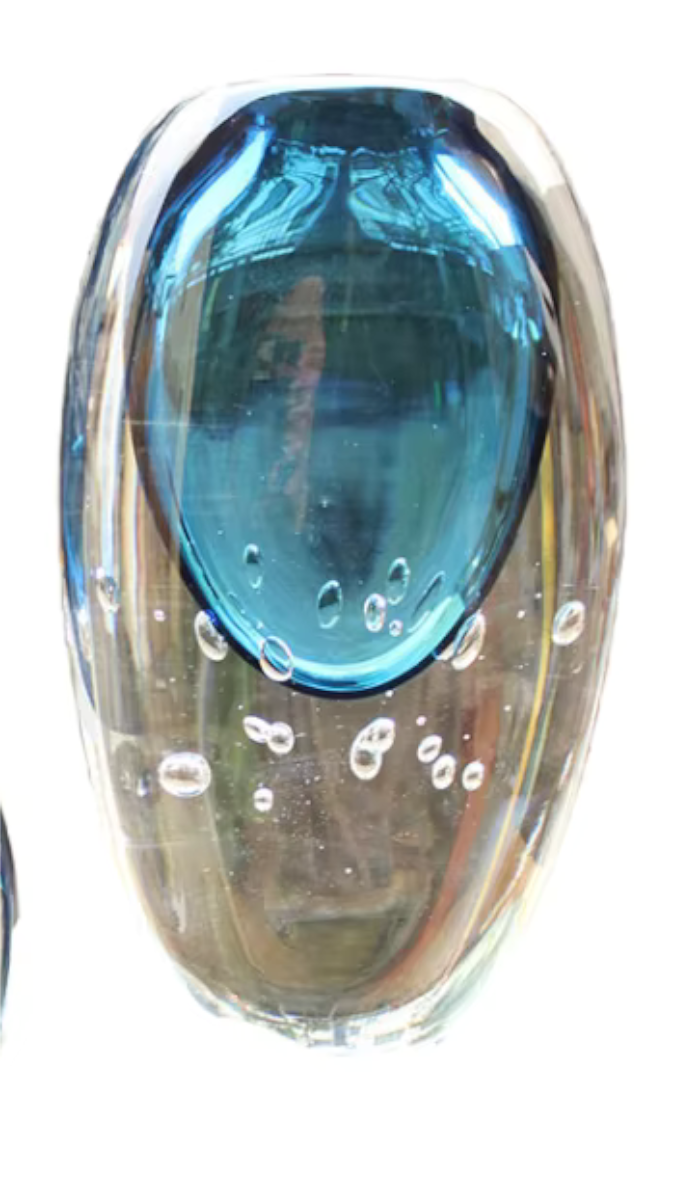 Blue Turquoise Murano Glass Vase