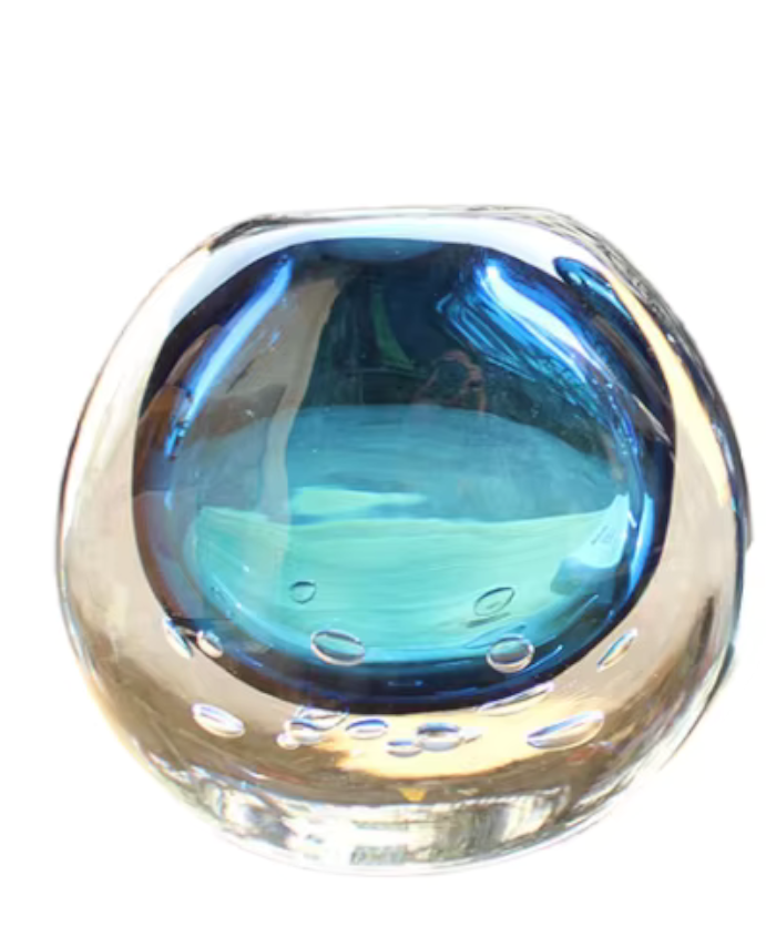 Blue Turquoise Murano Glass Vase