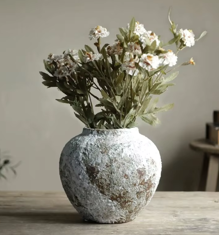 Grey Distressed Ceramic Stone Effect Vase