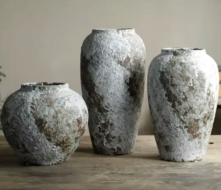 Grey Distressed Ceramic Stone Effect Vase