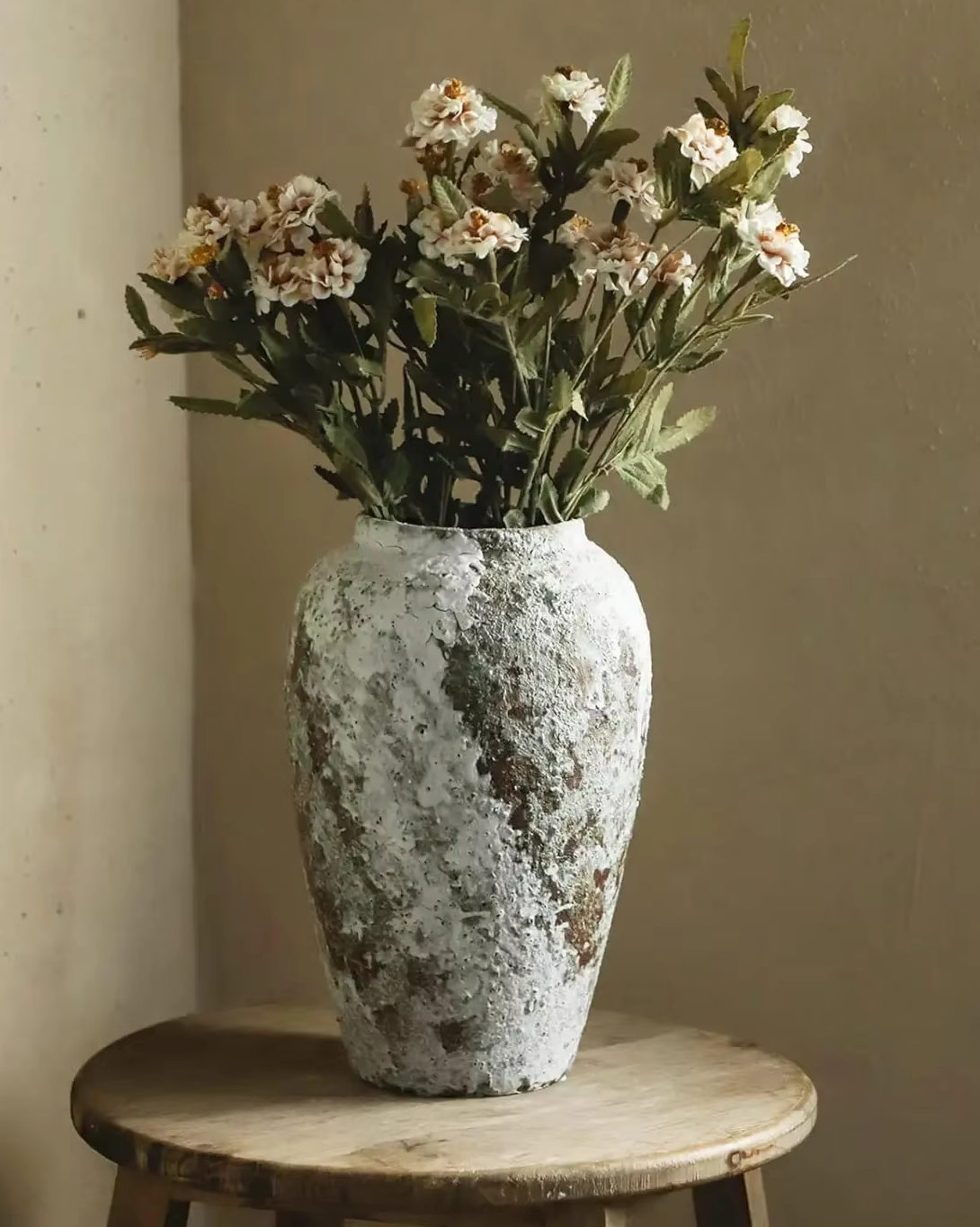 Grey Distressed Ceramic Stone Effect Vase