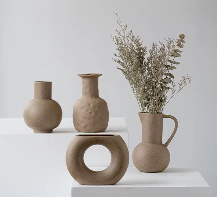 Light Brown Clay Rustic Vase - 4 Styles