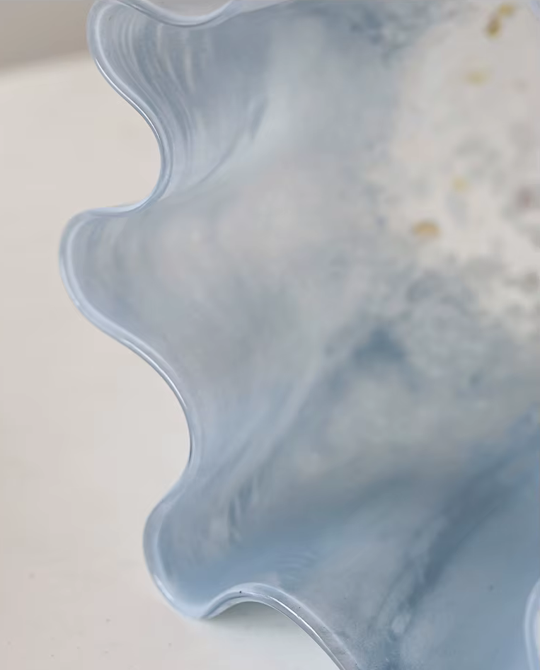 Handmade Etheral Light Blue Modern Cabbage Glass Vase