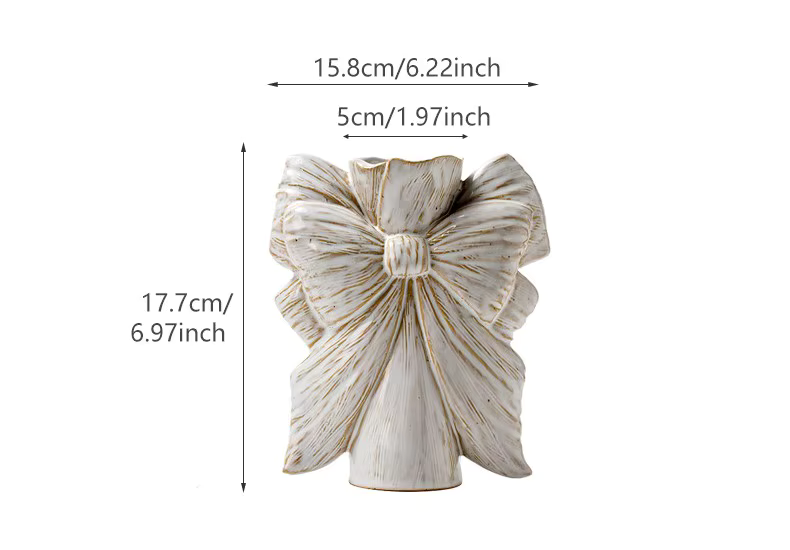 Unusual Ivory Abstract Ceramic Bow Vase
