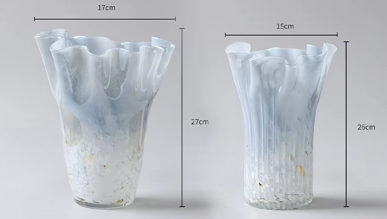 Handmade Etheral Light Blue Modern Cabbage Glass Vase