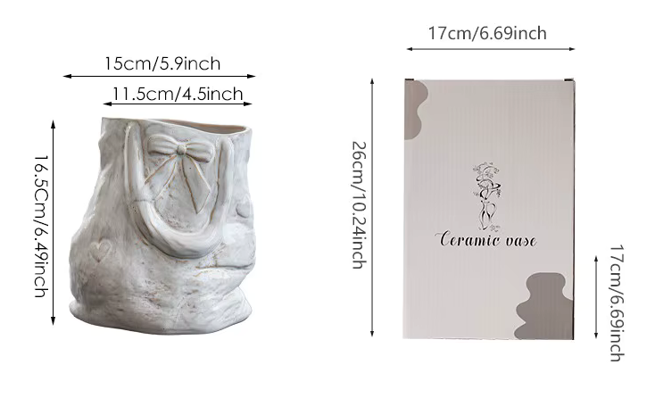 Ceramic Retro Shopping Bag Wide Mouth Vase