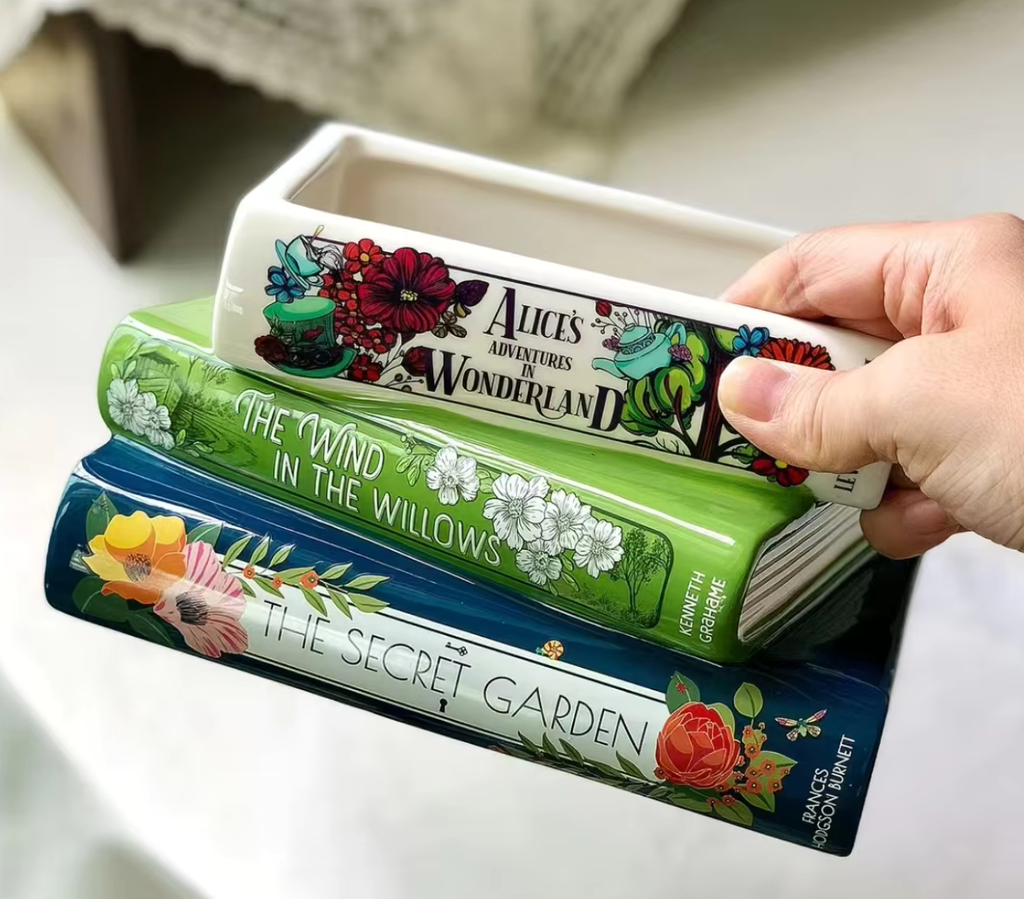 Classic Book Stack Set Ceramic Vase Planter