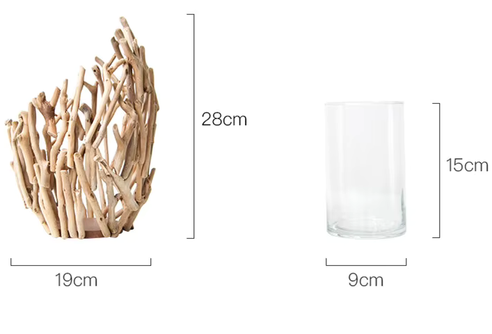 Large Bespoke Wooden Frame Glass Vase with Optional Tea Light