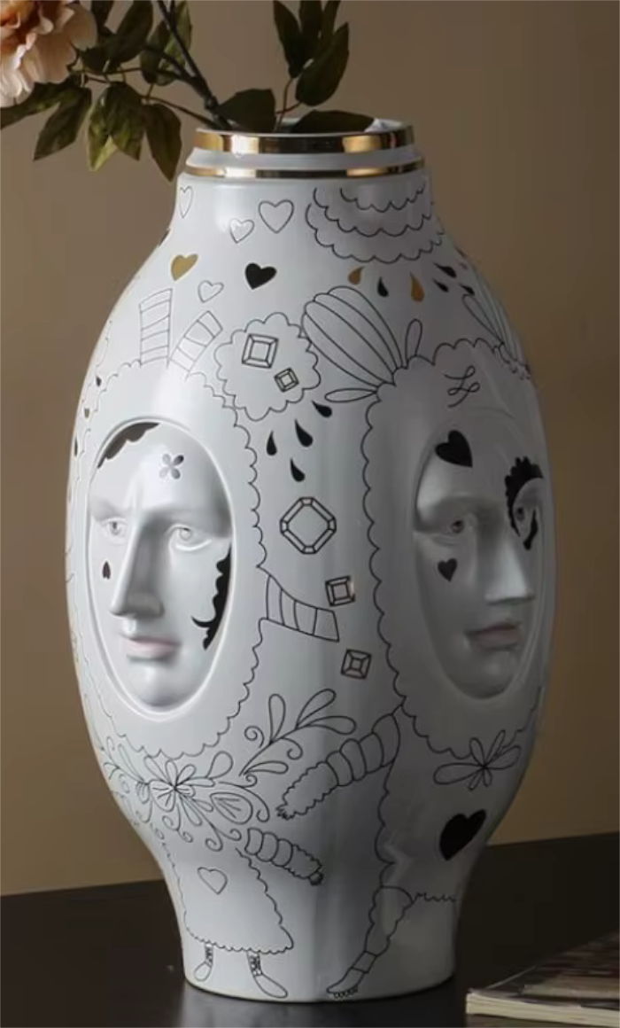 Conversation Vase II by Lladro Abstract Face Designer