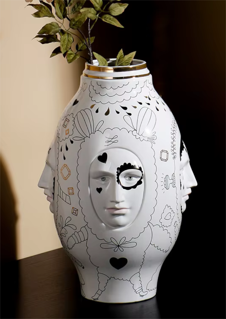 Conversation Vase II by Lladro Abstract Face Designer