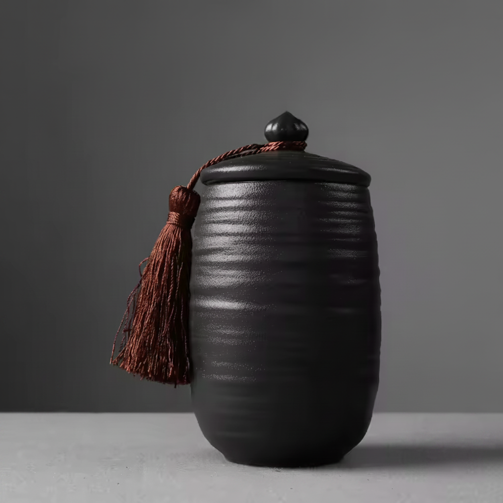 Ceramic Large Pet Urn for Ashes with Tassle Lid