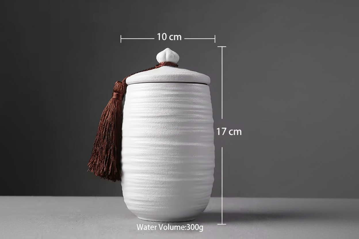 Ceramic Large Pet Urn for Ashes with Tassle Lid