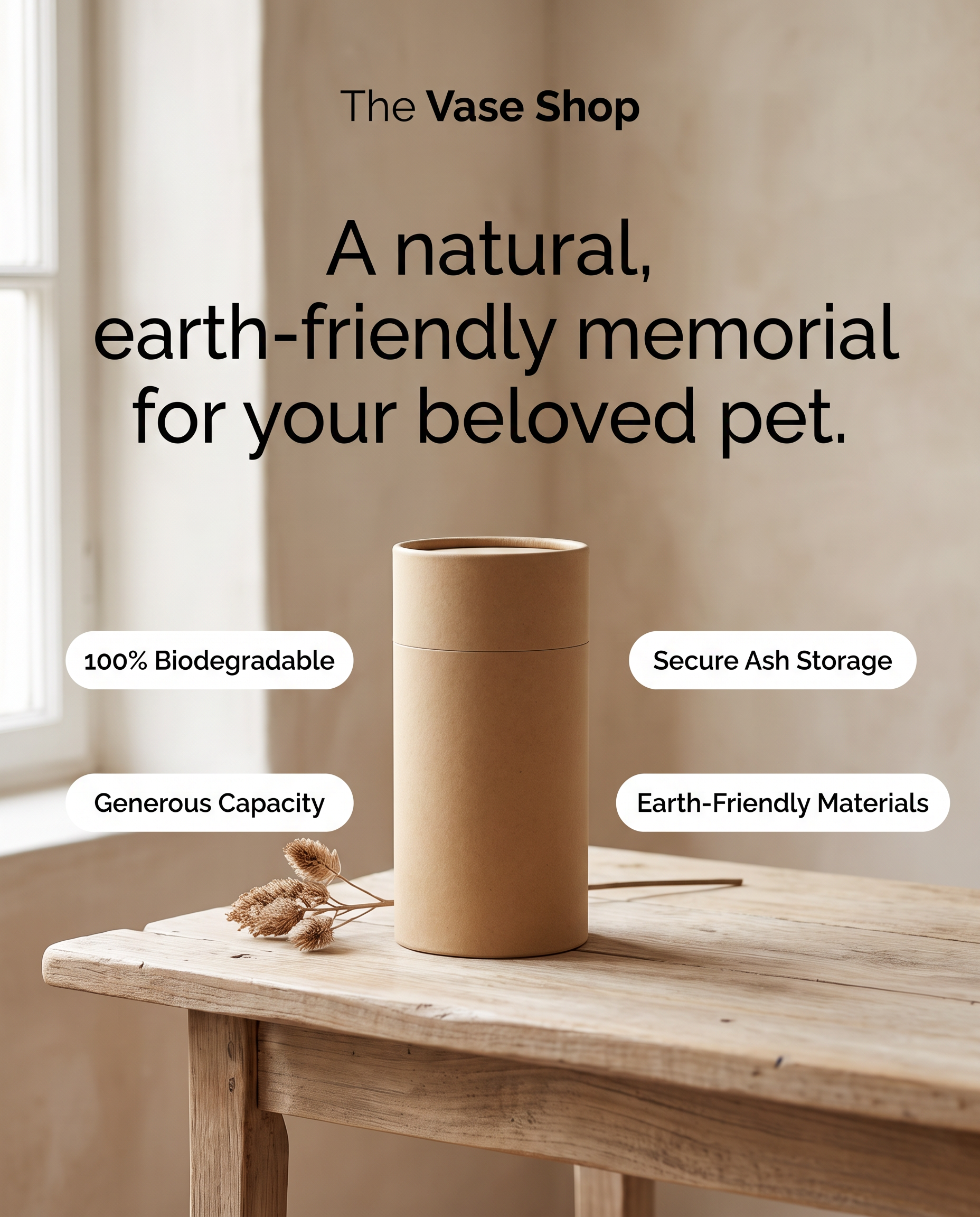 Plain 100% Biodegradable Pet Cremation Urn Ashes
