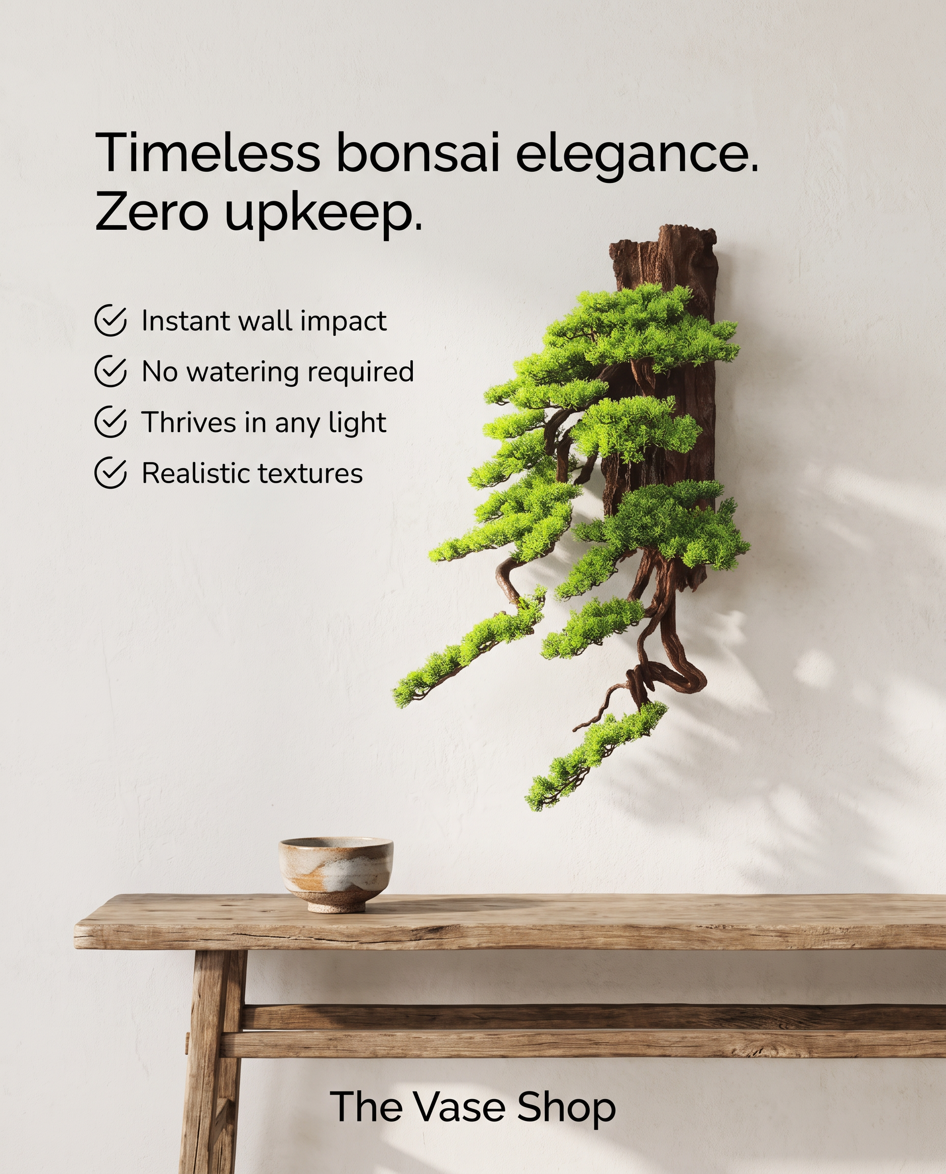 Striking Large Hanging Wall Pine Artificial Bonsai