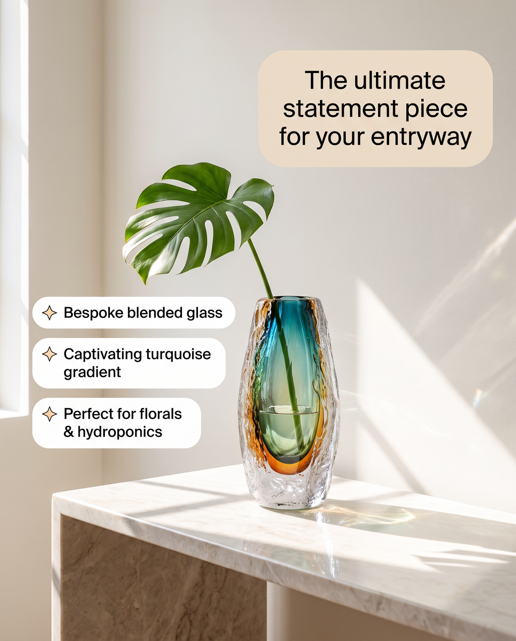 Turquoise Carlo Moretti Deluxe Gradiant Glaze Vase