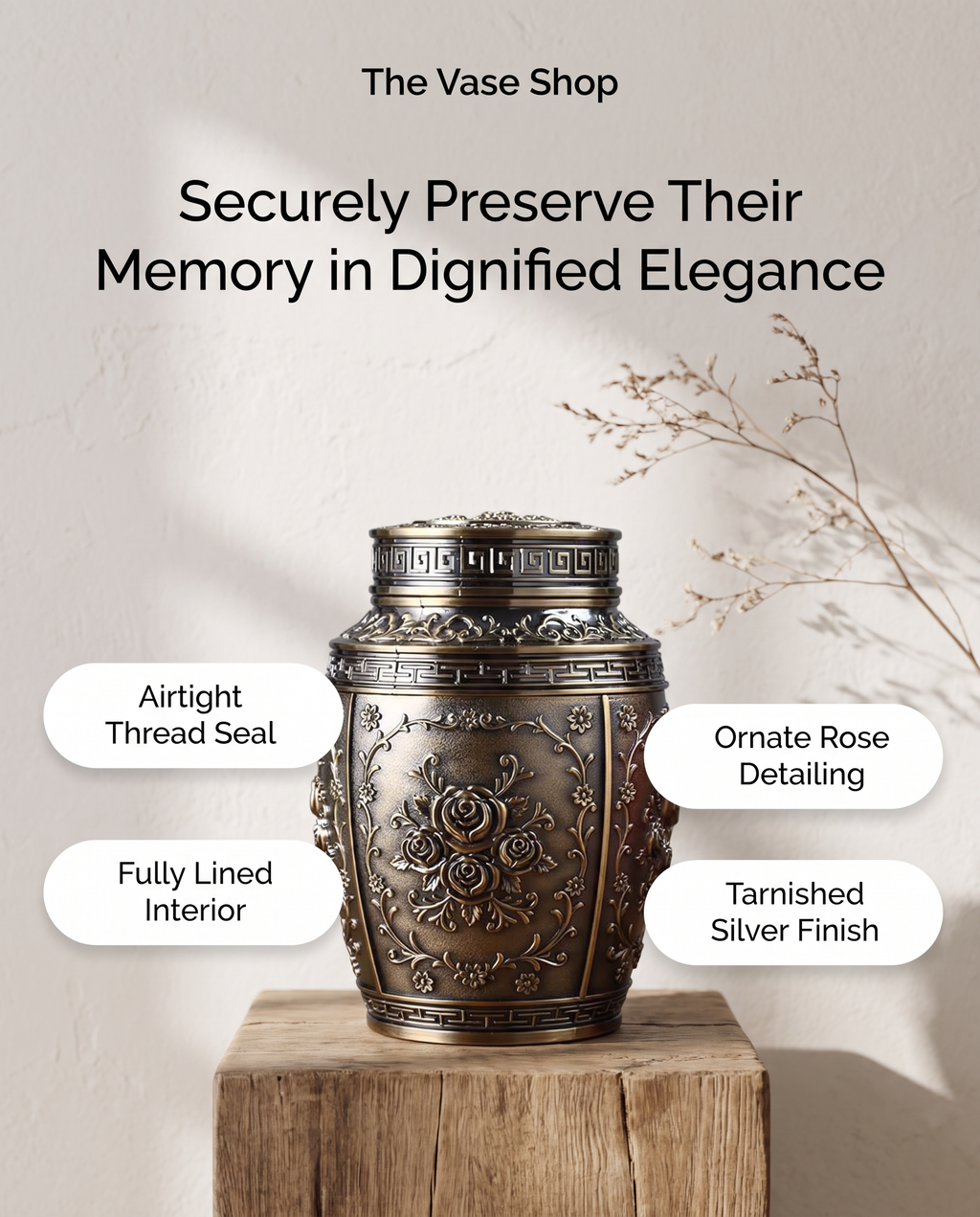 Deluxe Cremation Funeral URN Human or Pet Ashes