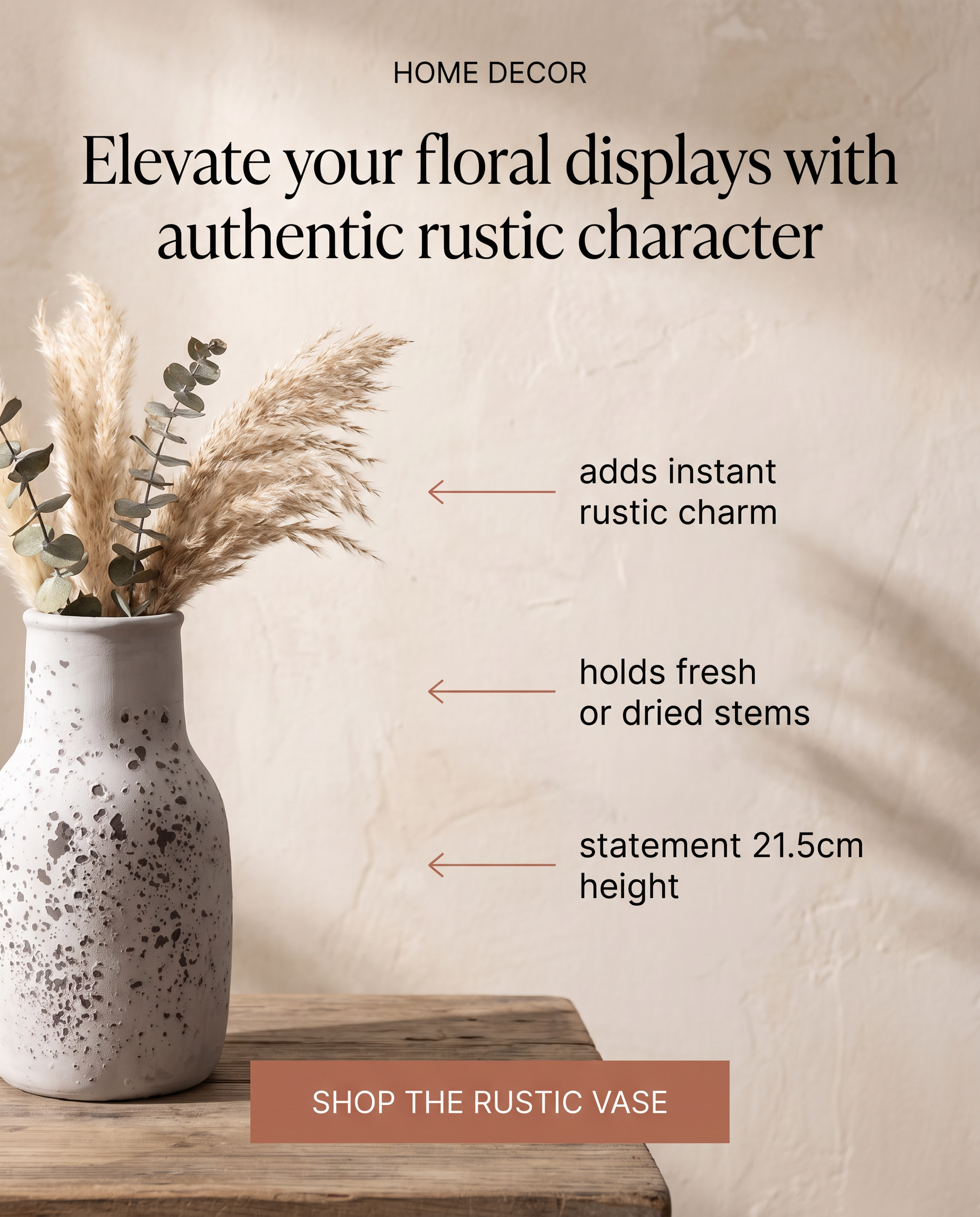 Farmhouse Kitchen Distressed Ceramic Vase