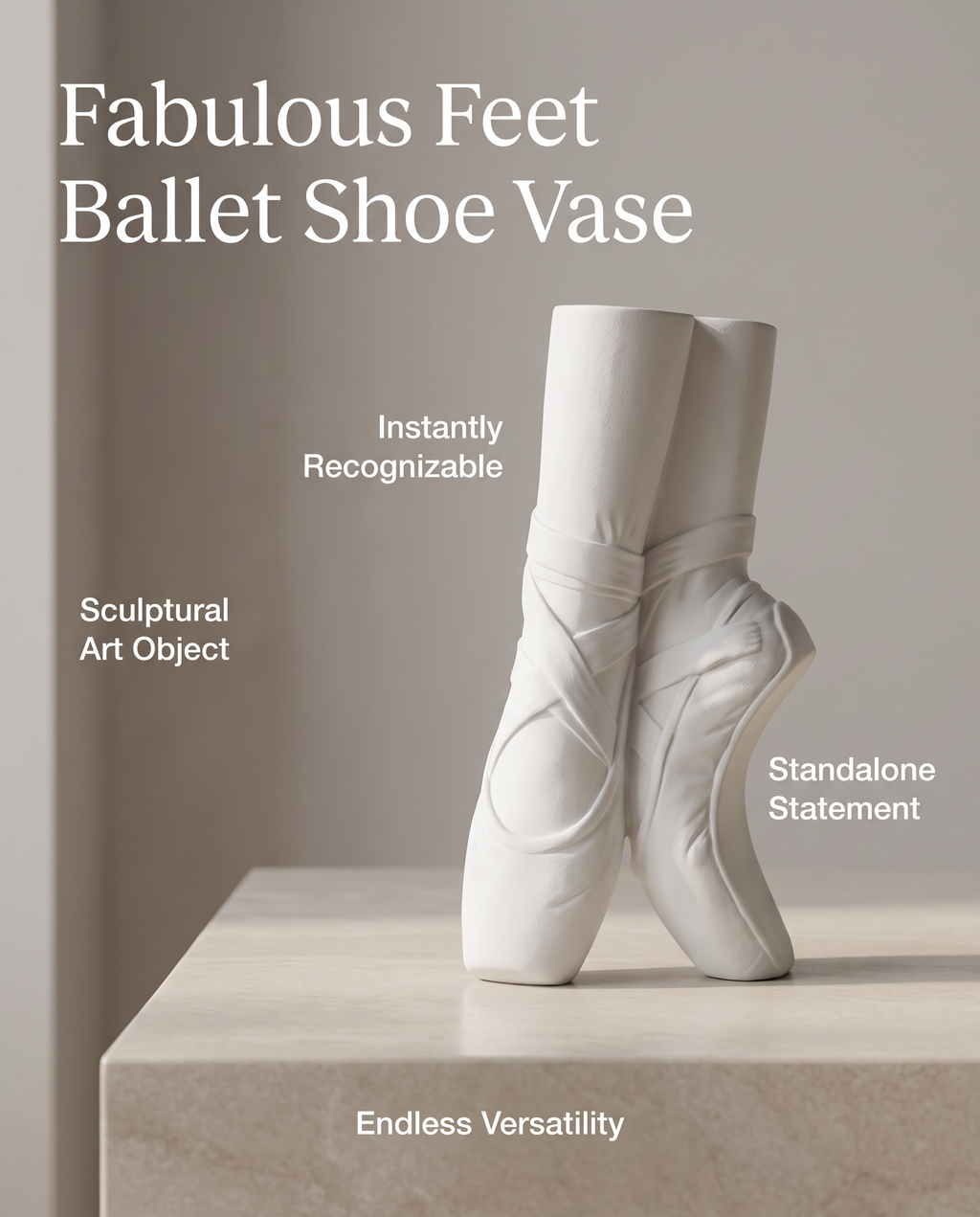 Large Ceramic Modern Swan Lake Ballet Shoes VASE