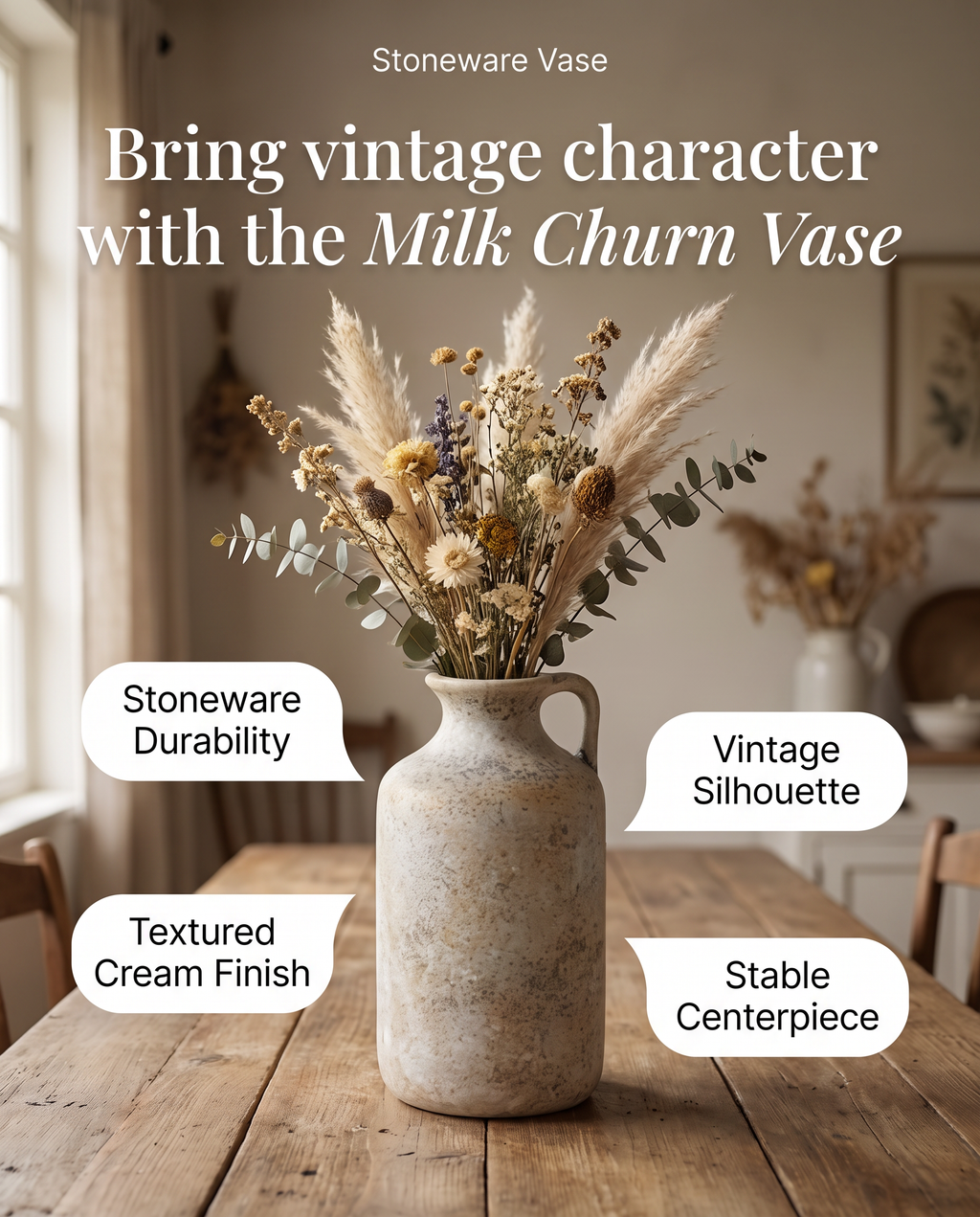 Large Milk Churn Style VASE Retro Rustic Stoneware