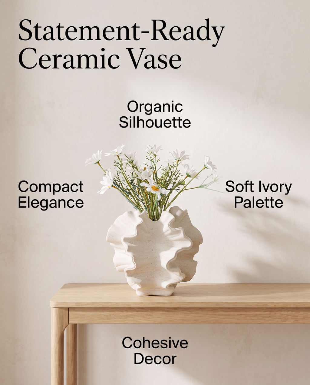 Modern Coral Shaped Ceramic VASE Ivory Living Room