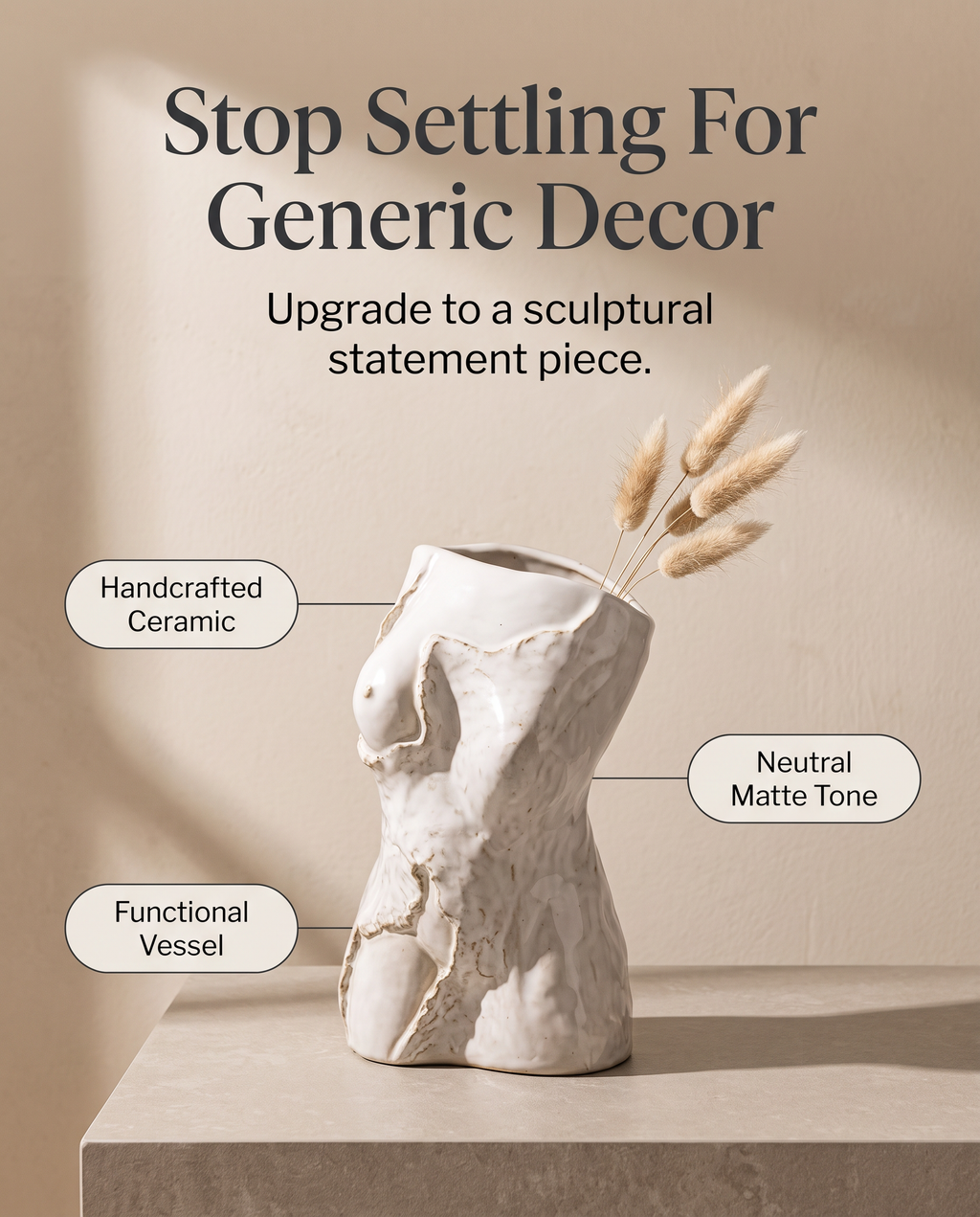 Rare Abstract Ceramic 18cm VASE Female Body Novelty