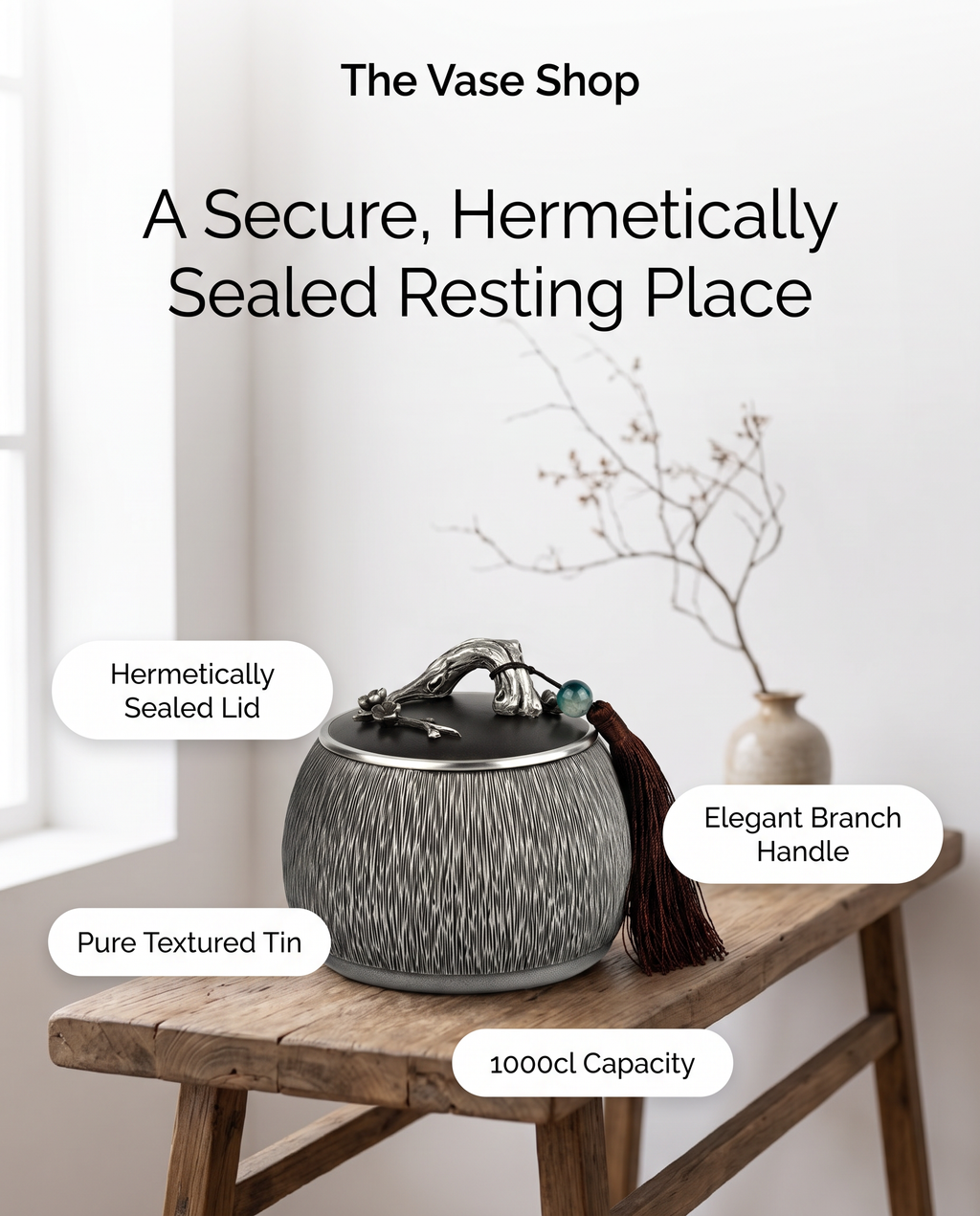 Deluxe PURE Tin Cremation URN for Human or Pet Ashes