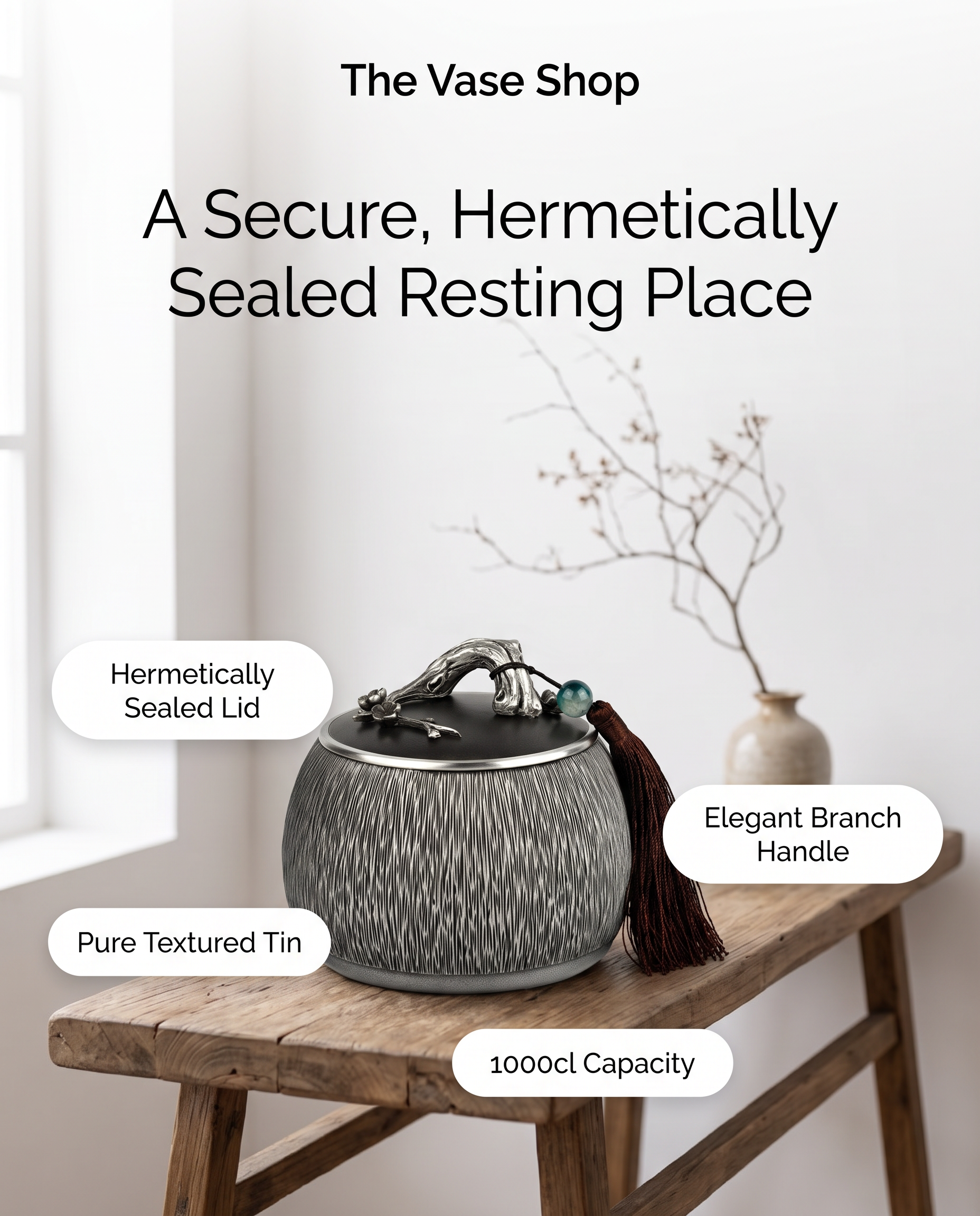 Deluxe PURE Tin Cremation URN for Human or Pet Ashes