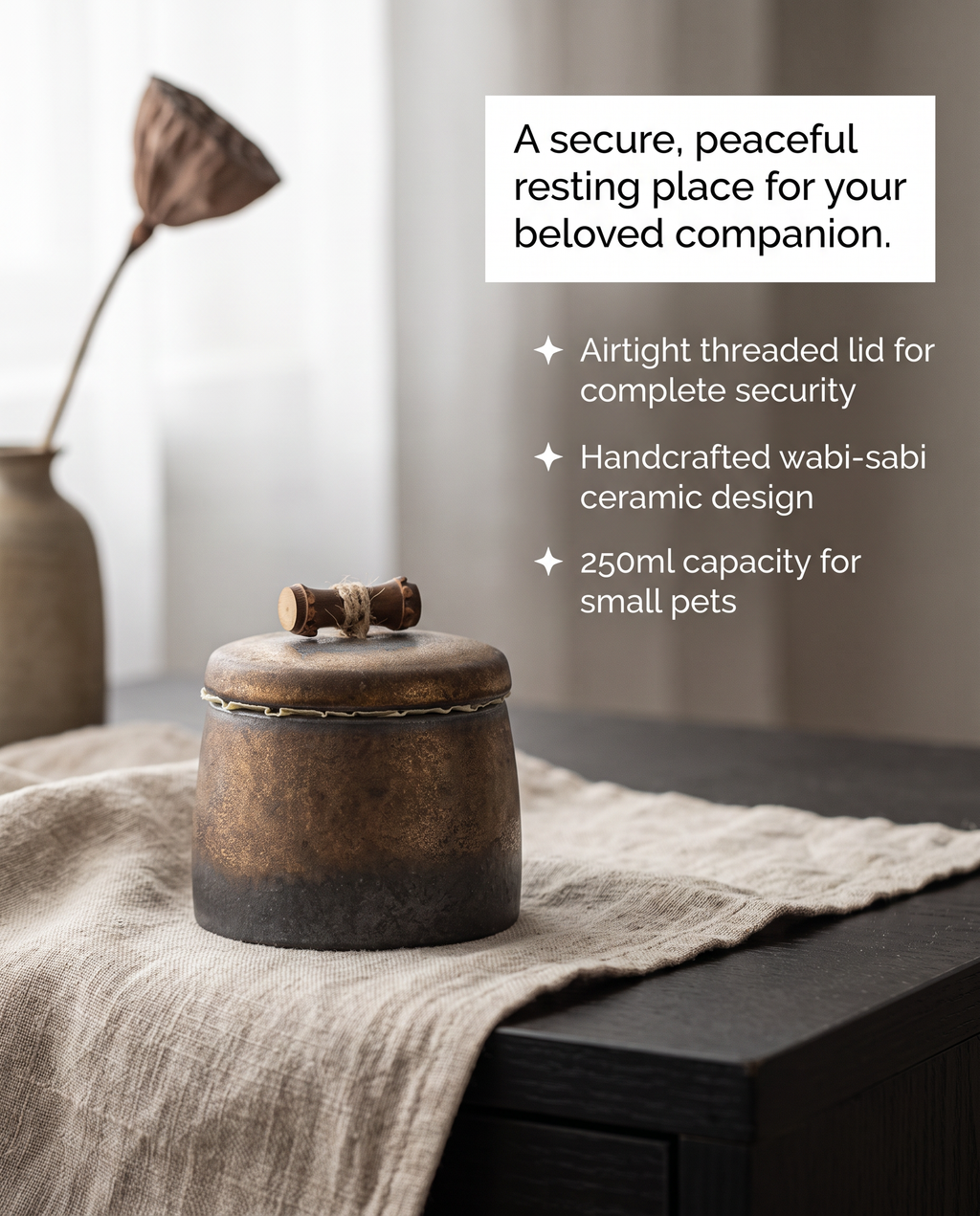 Rustic Earth Tones Ceramic Pet Cermation Urn