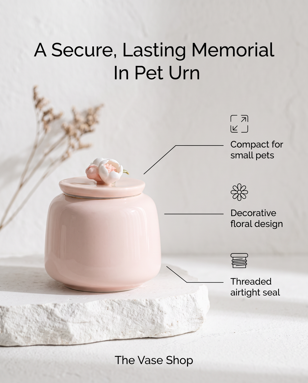 Small Pink Ceramic Pet Cermation Urn