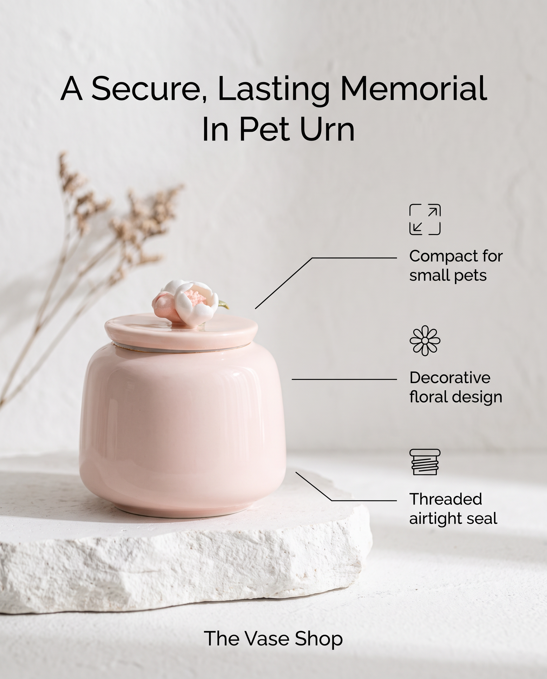 Small Pink Ceramic Pet Cermation Urn