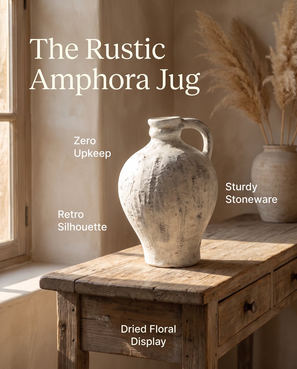 Large Amphora Jug Quality VASE Retro Stoneware Simple