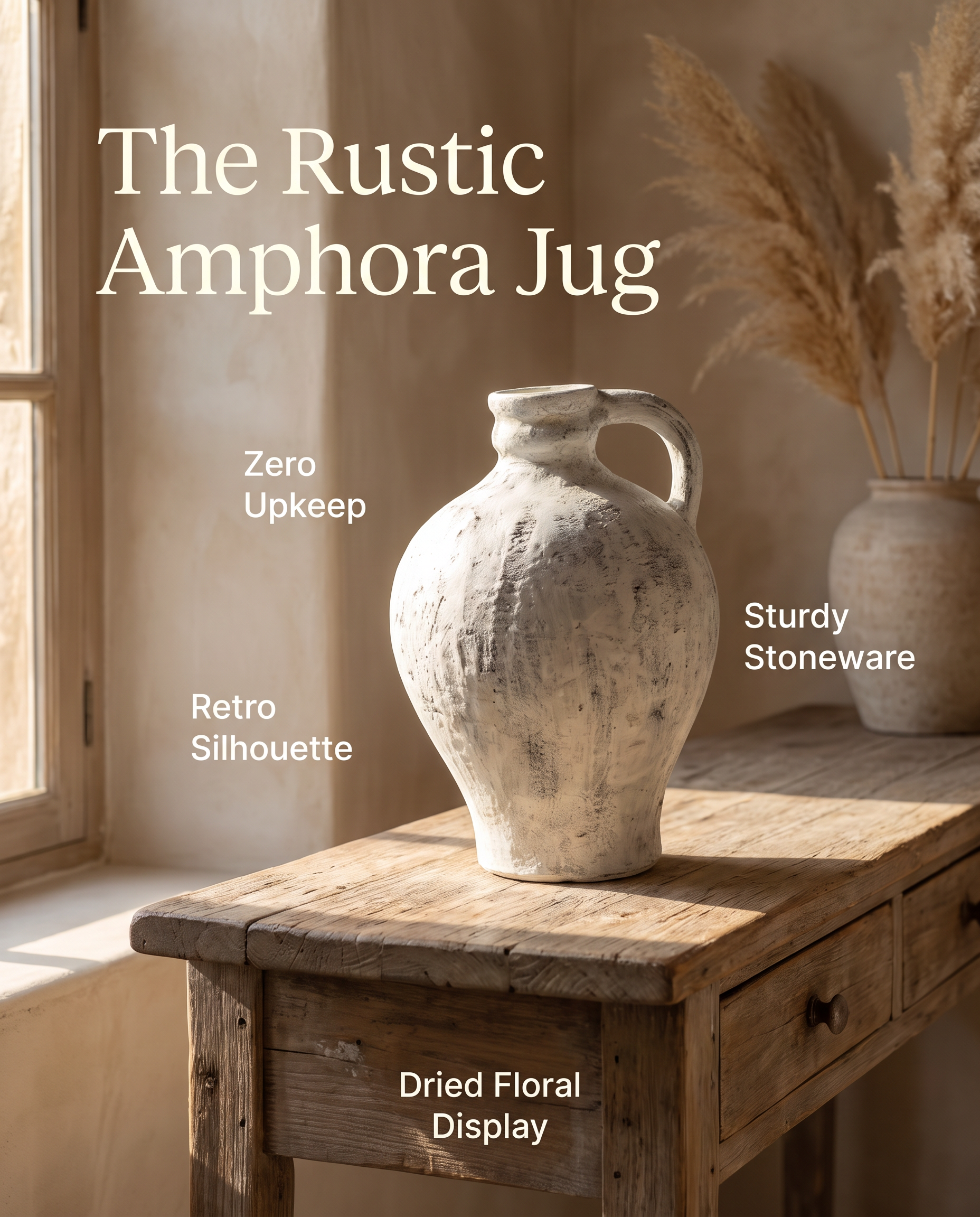 Large Amphora Jug Quality VASE Retro Stoneware Simple