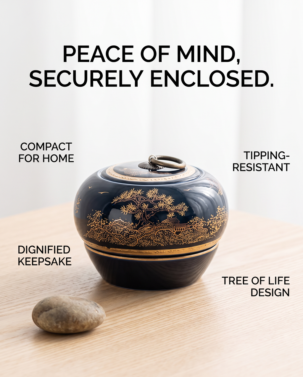 Black & Gold Pet Cremation Urn Keepsake