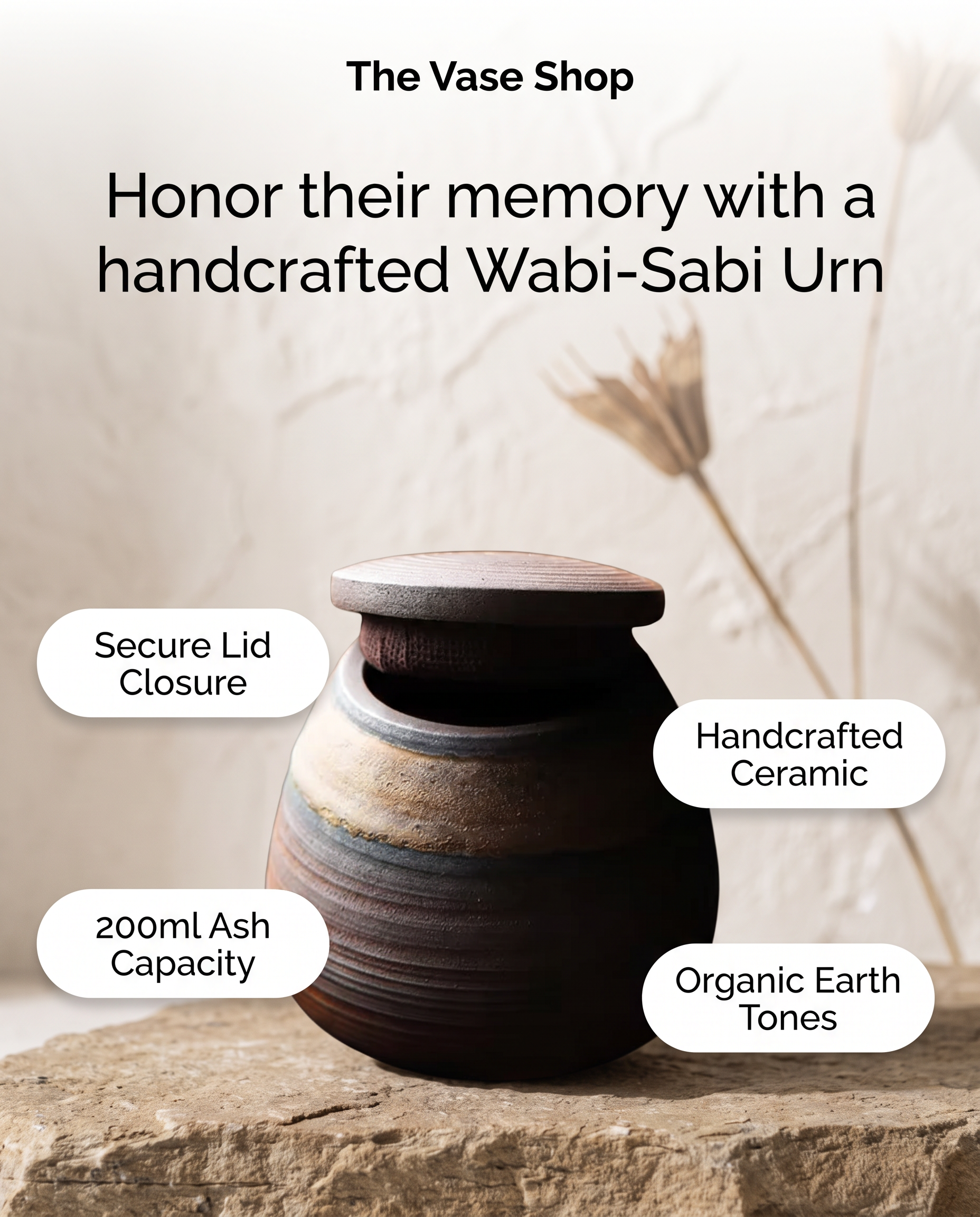 Small Brown Wabi Sabi Pet Cermation Urn