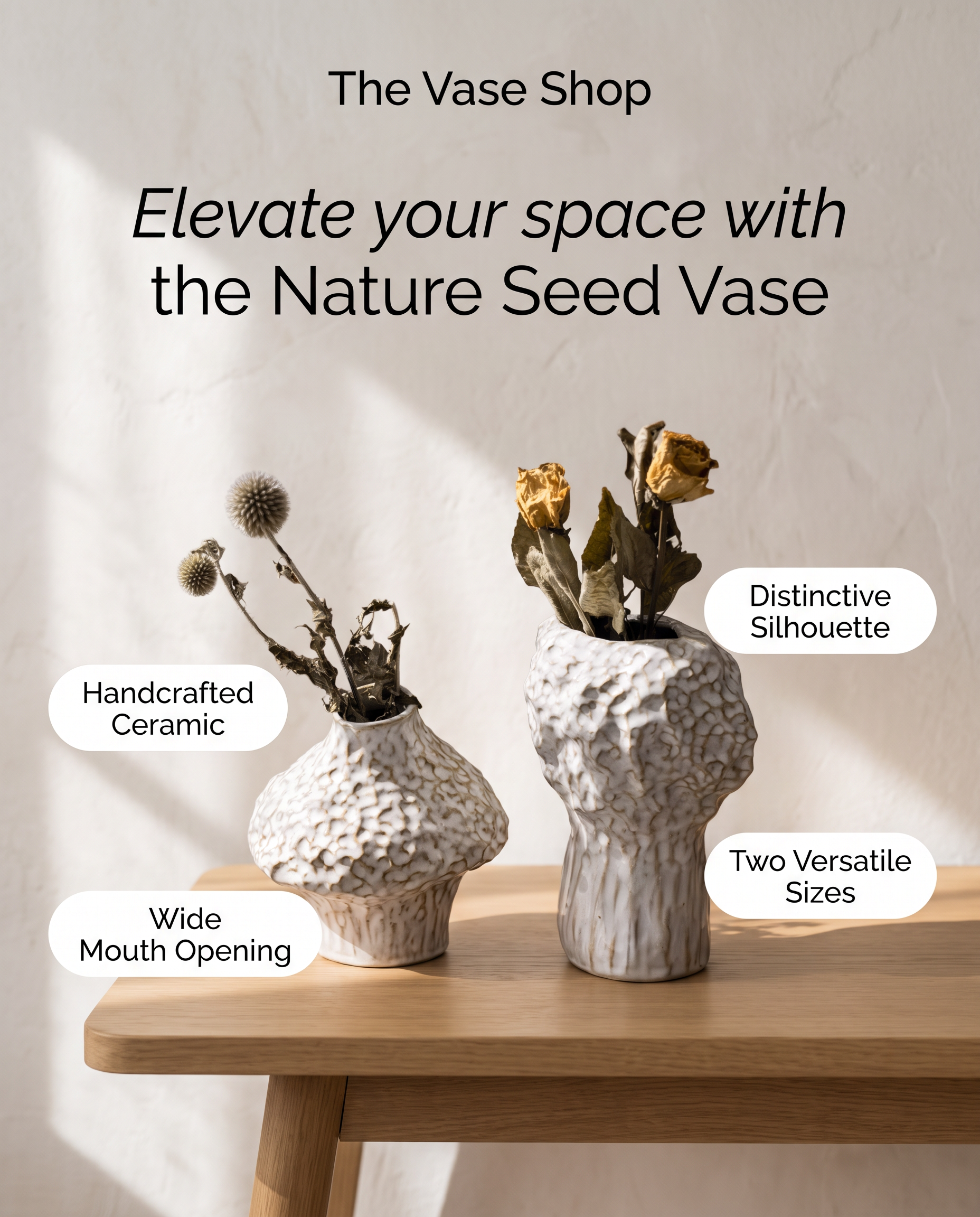 Abstract Rustic Ceramic Nature Mushroom Vase