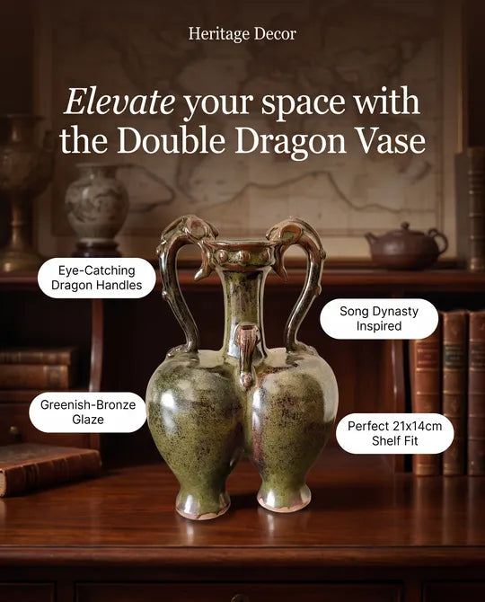 Unusual Song Dynasty Double Dragon Bronze Vase