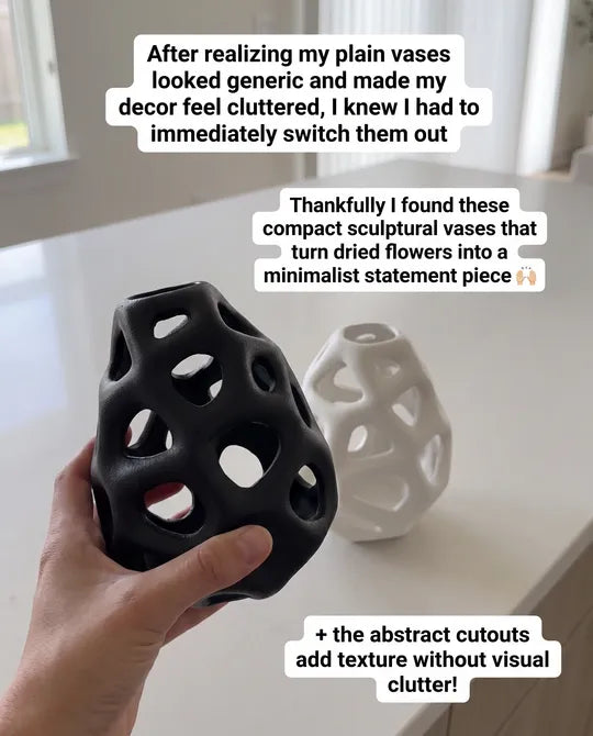 Modern Abstract Small Vase in Black or White