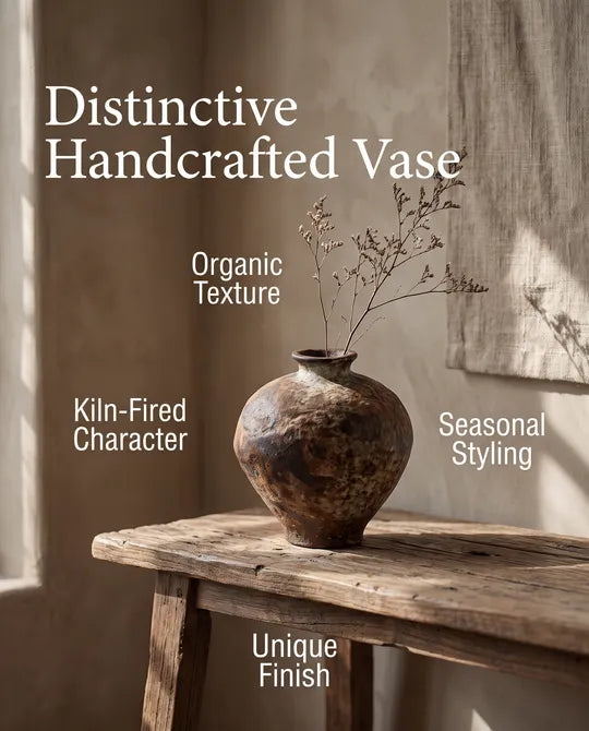 Kiln Fired Earthenware Wabi Sabi Vase