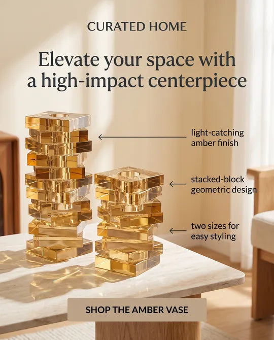 Abstract Chunky Amber Gold Block 'Jenga' Vase