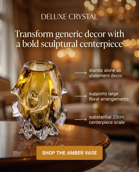 Deluxe Chunky Crystal Amber Gold VASE
