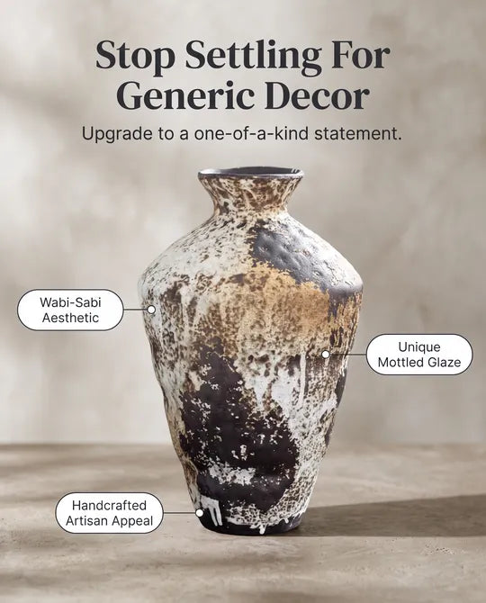 Mottled Coarse Ceramic Wabi Sabi Vase