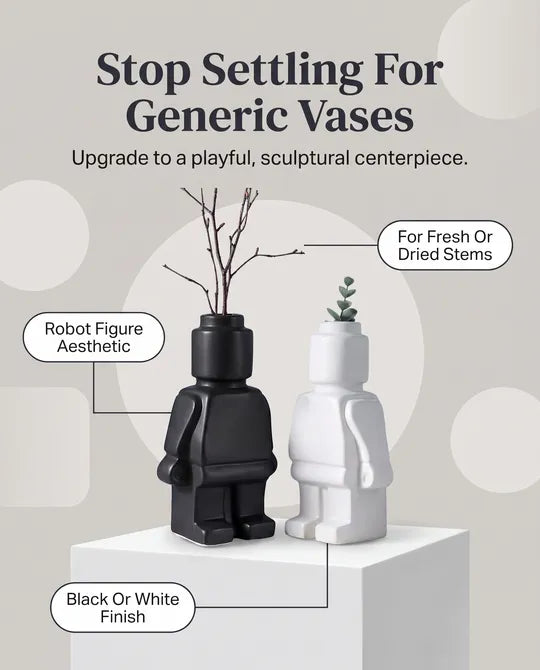Novelty Lego Man Robot Ceramic Vase