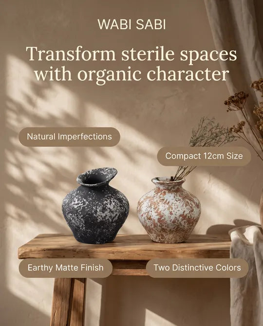 Rustic Black Small Round Wide Mouth Vase