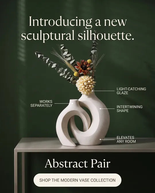 Modern Glazed Ceramic Entwined Vases Pair